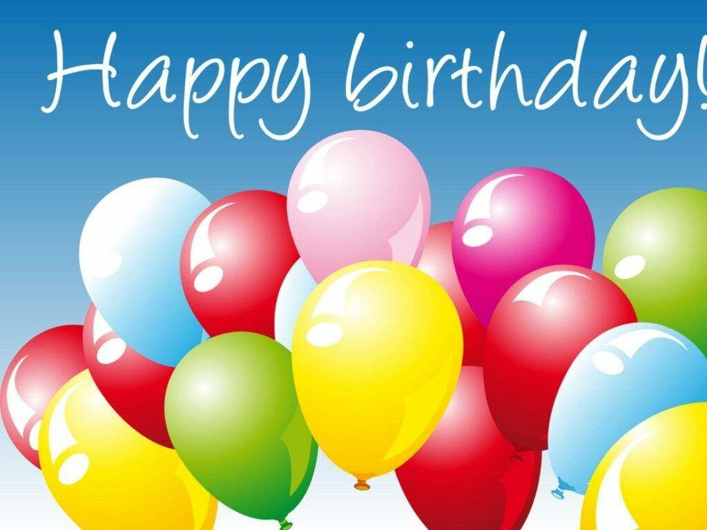 Festive Happy Birthday Wallpaper with Colorful Balloons