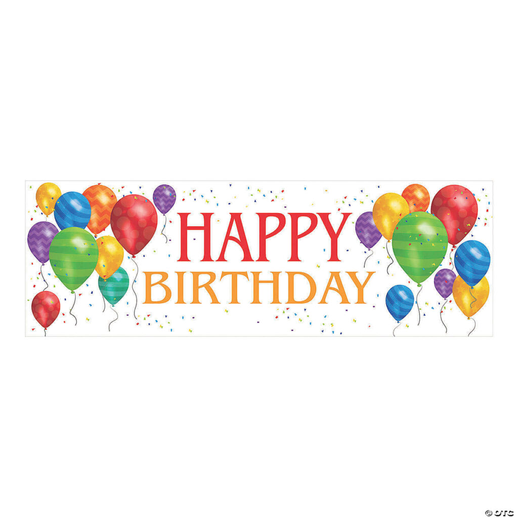 Colorful Happy Birthday Banner Wallpaper with Balloons & Confetti