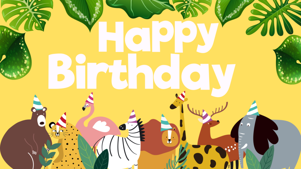 Cheerful Happy Birthday Wallpaper with Adorable Party Animals