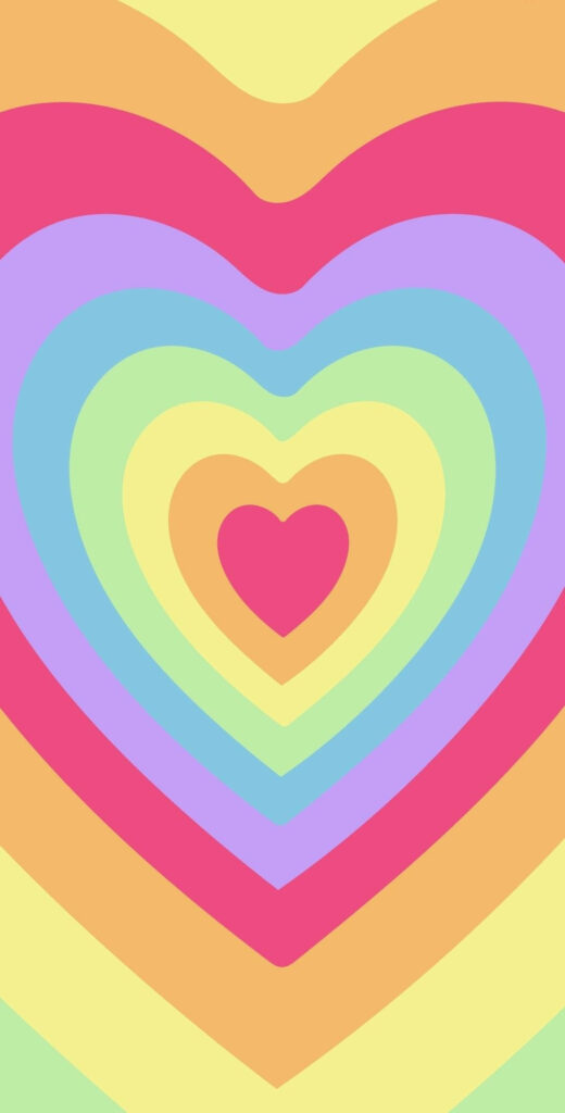 Cheerful Heart Pattern Wallpaper in Pastel Rainbow Gradient