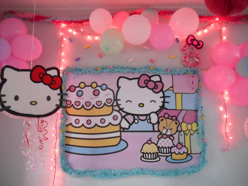 Hello Kitty Birthday Party Wallpaper: Festive and Colorful Background