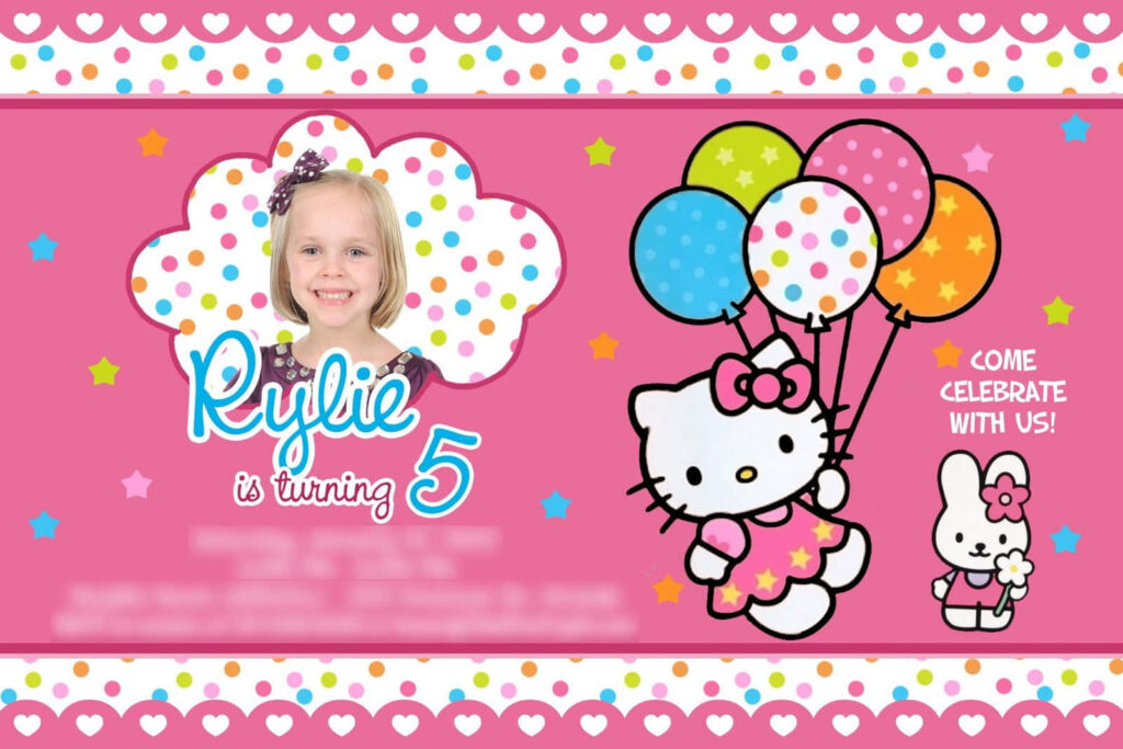 Festive Hello Kitty Birthday Wallpaper with Colorful Balloons & Cupcakes