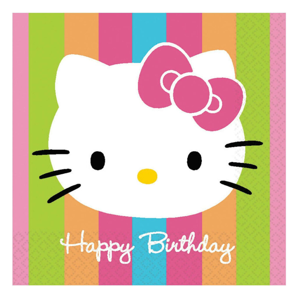 Hello Kitty Birthday Wallpaper: Colorful Stripes & Cheerful Design