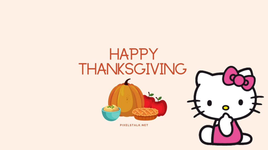 Cheerful Hello Kitty Thanksgiving Wallpaper with Festive Elements