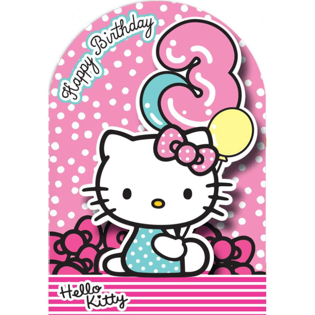 Cheerful Hello Kitty Wallpaper with Balloons & Pink Polka Dots