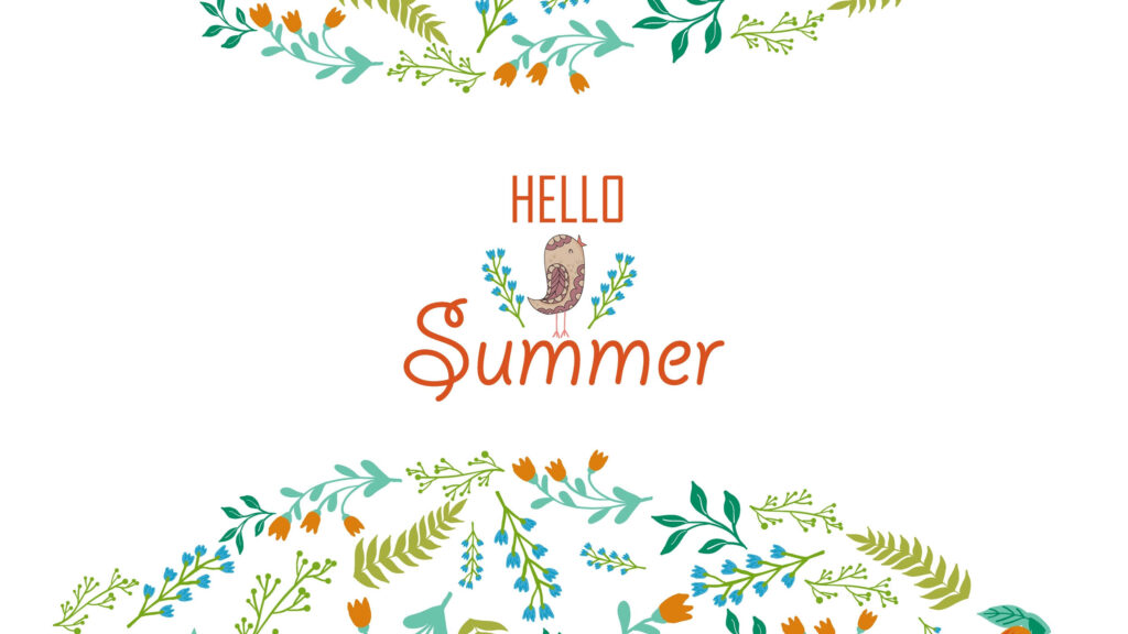 Cheerful Hello Summer Wallpaper with Floral Design in Vibrant Colors