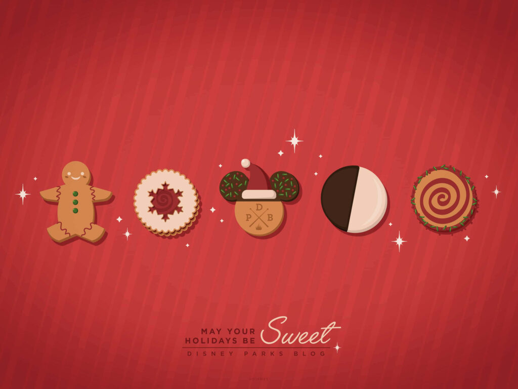 Cheerful Holiday Cookie Wallpaper: Gingerbread & Santa Hat Design