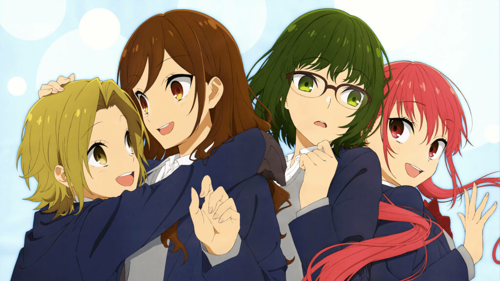 Cheerful Horimiya Wallpaper: Vibrant Female Characters & Friendship