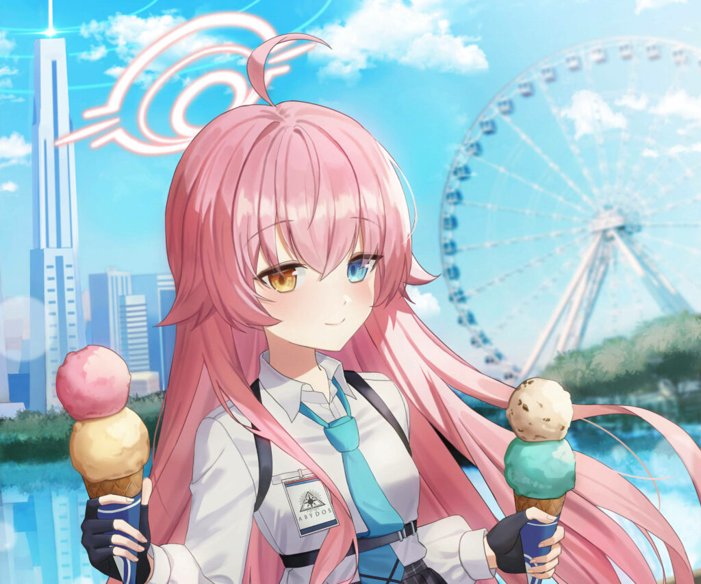 Vibrant Blue Archive Wallpaper: Hoshino Enjoys Ice Cream Day