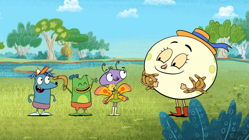 Cheerful Let's Go Luna! Wallpaper with Nature Background & Characters