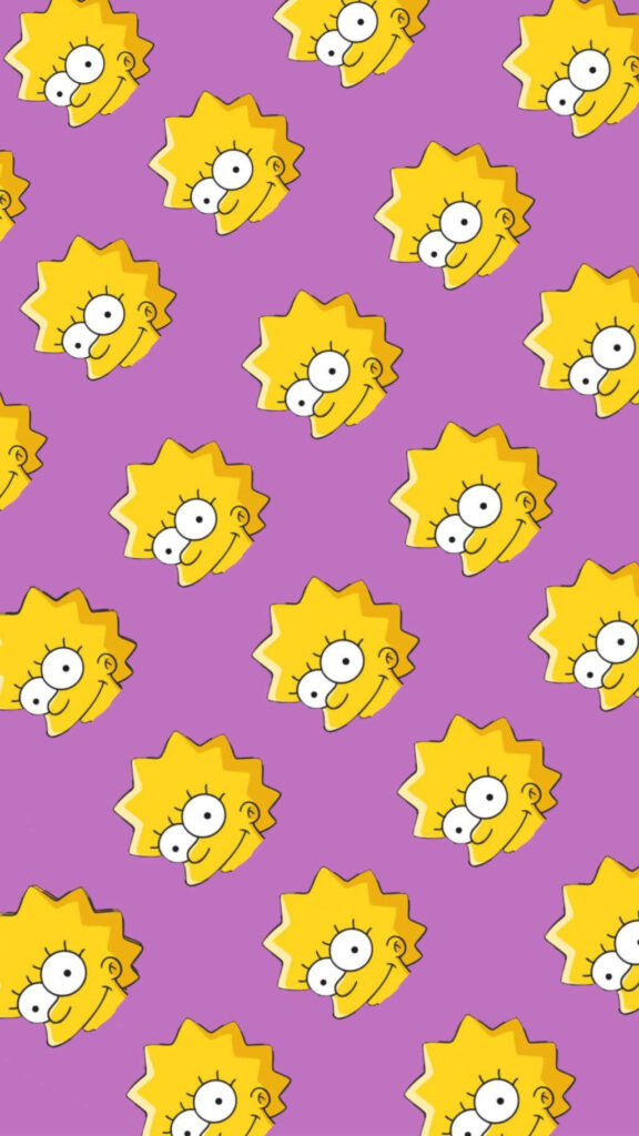 Cheerful Lisa Simpson Wallpaper: Vibrant Purple Pattern Design