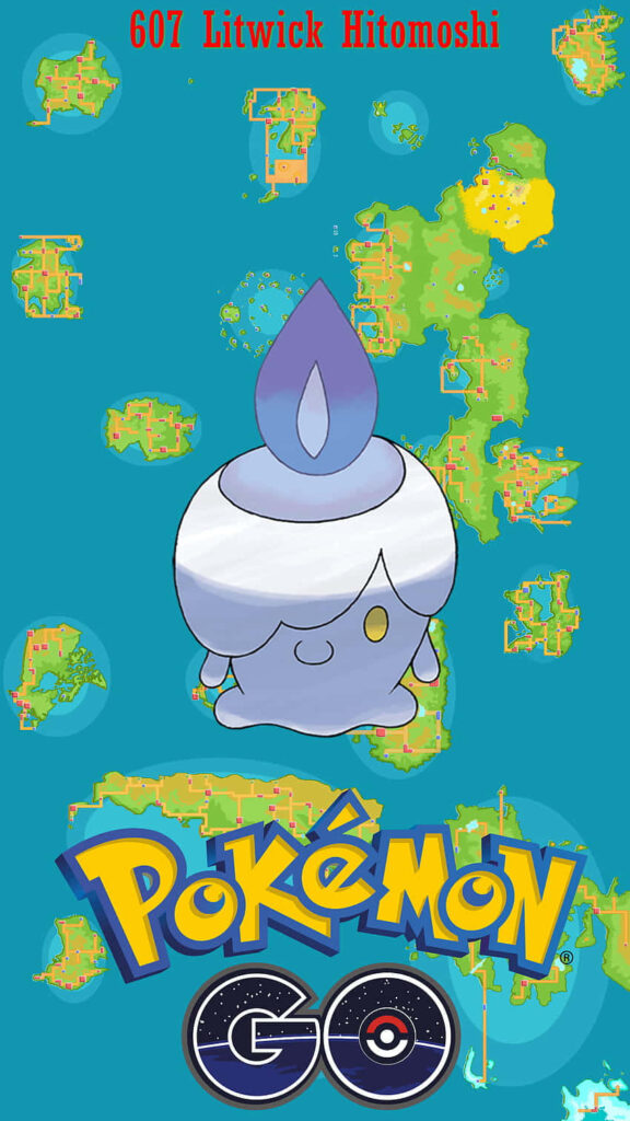 Litwick Wallpaper: Adorable Candle Pokémon with Pokémon GO Map Design