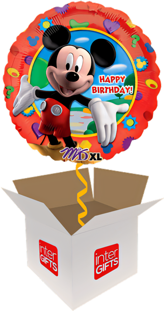 Festive Mickey Mouse Birthday Balloon Wallpaper for Celebrations