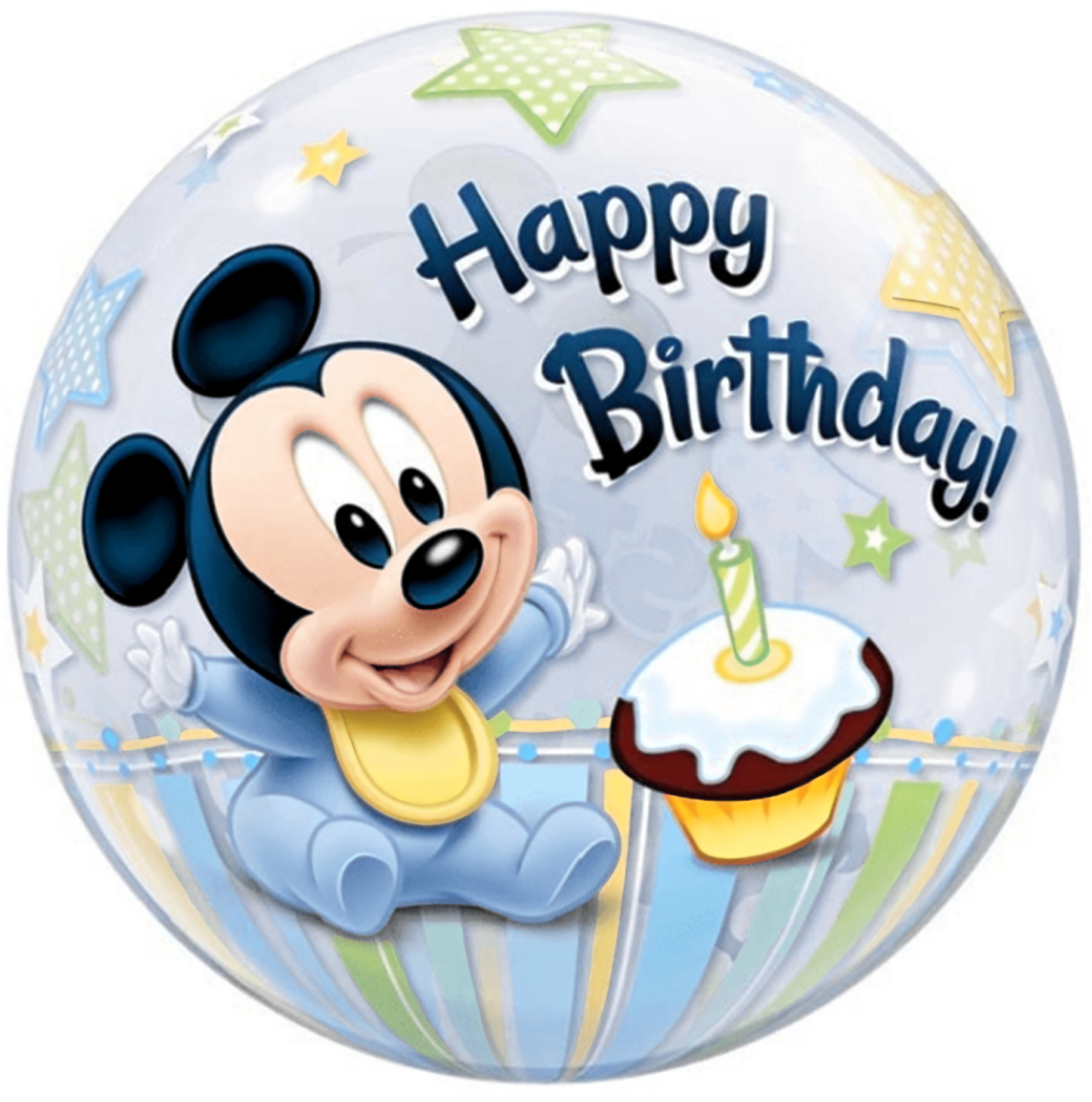 Cheerful Mickey Mouse Birthday Wallpaper with Cupcake & Stars