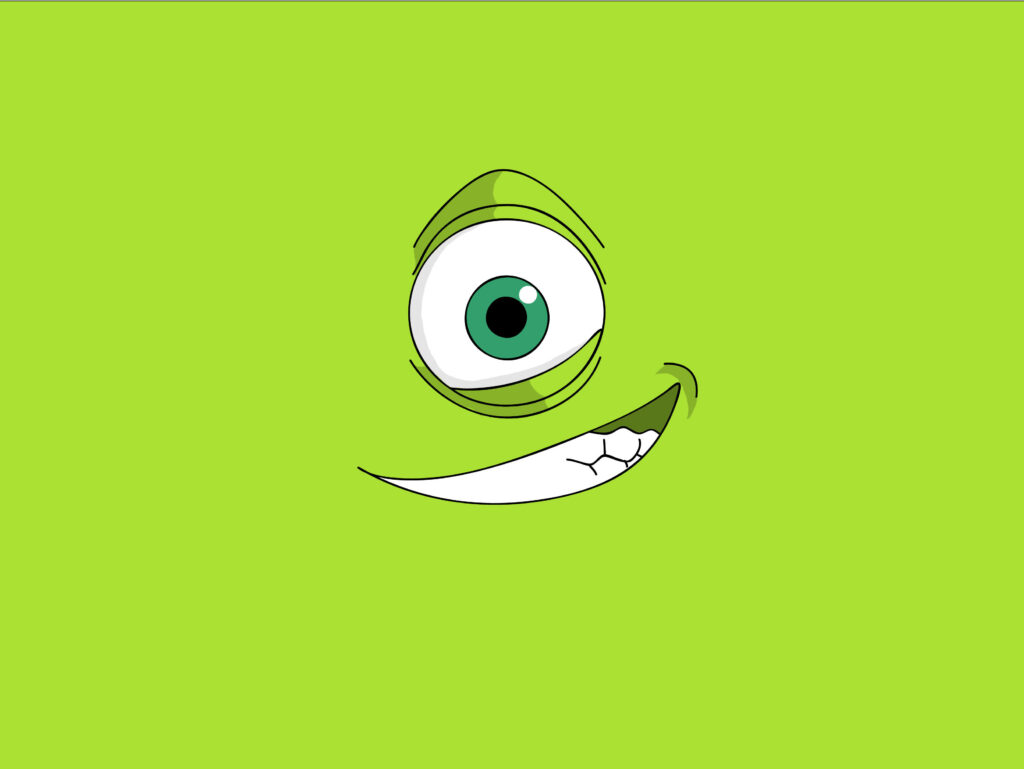 Cheerful Mike Wazowski Minimalistic Wallpaper on Bright Green Background
