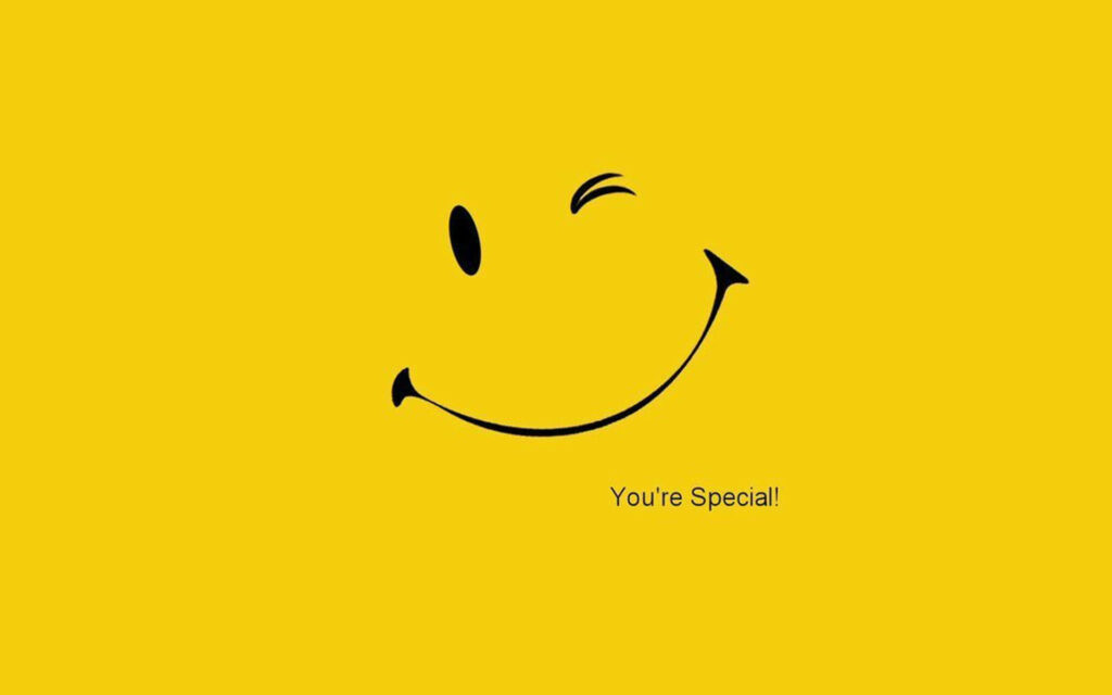 Cheerful Smiley Face Minimalist Wallpaper with 'You're Special!' Message