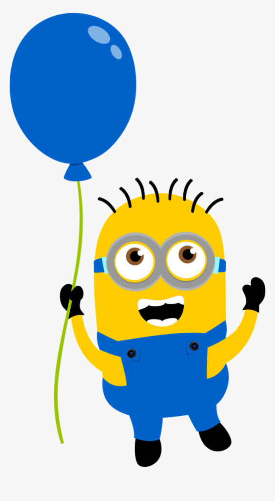 Cheerful Minion Wallpaper with Blue Balloon for Fun Birthday Decor