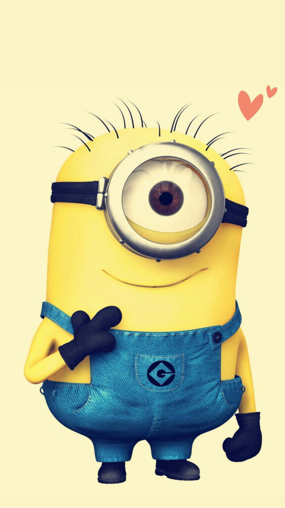 Cheerful Minion Carl Wallpaper for iPhone - Soft Pastel Background