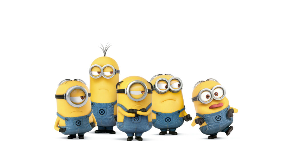 Cheerful Minions Desktop Wallpaper: Fun & Playful Blue Overalls