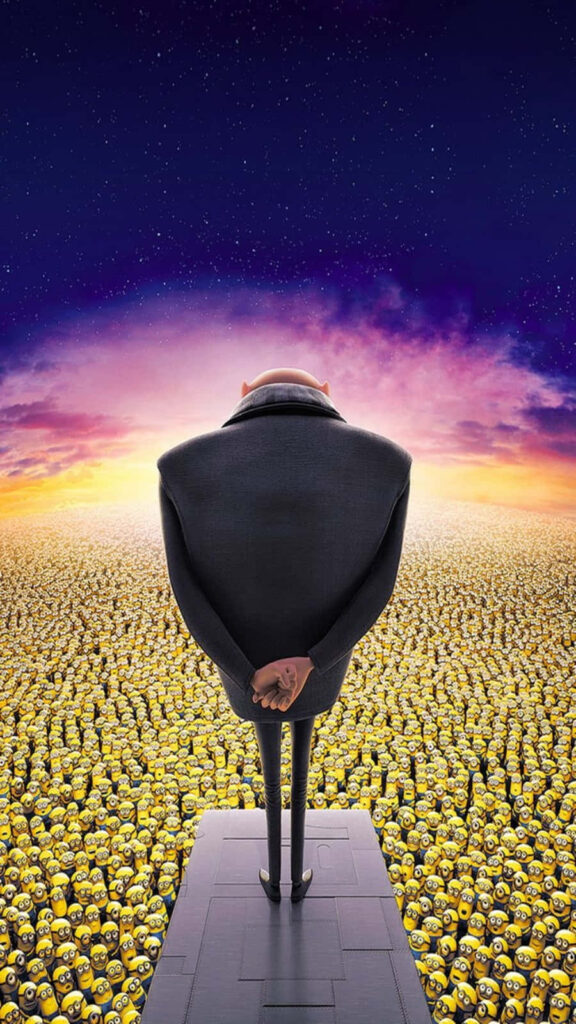 Gru and Cheerful Minions: Vibrant iPhone Wallpaper Background