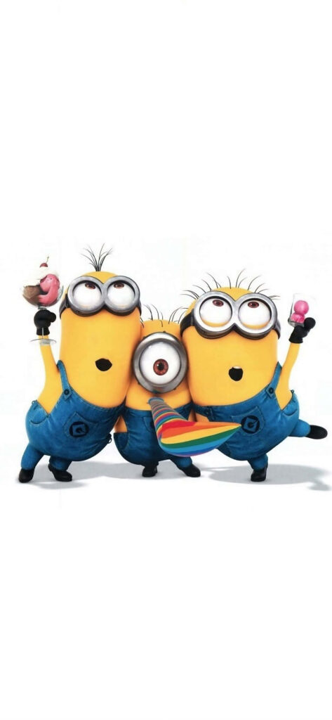 Cheerful Minions Enjoy Colorful Treats - Playful Wallpaper Background