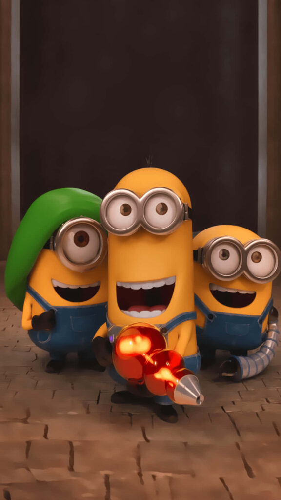 Cheerful Minions Wallpaper for iPhone: Fun Lava Lamp Gun Design