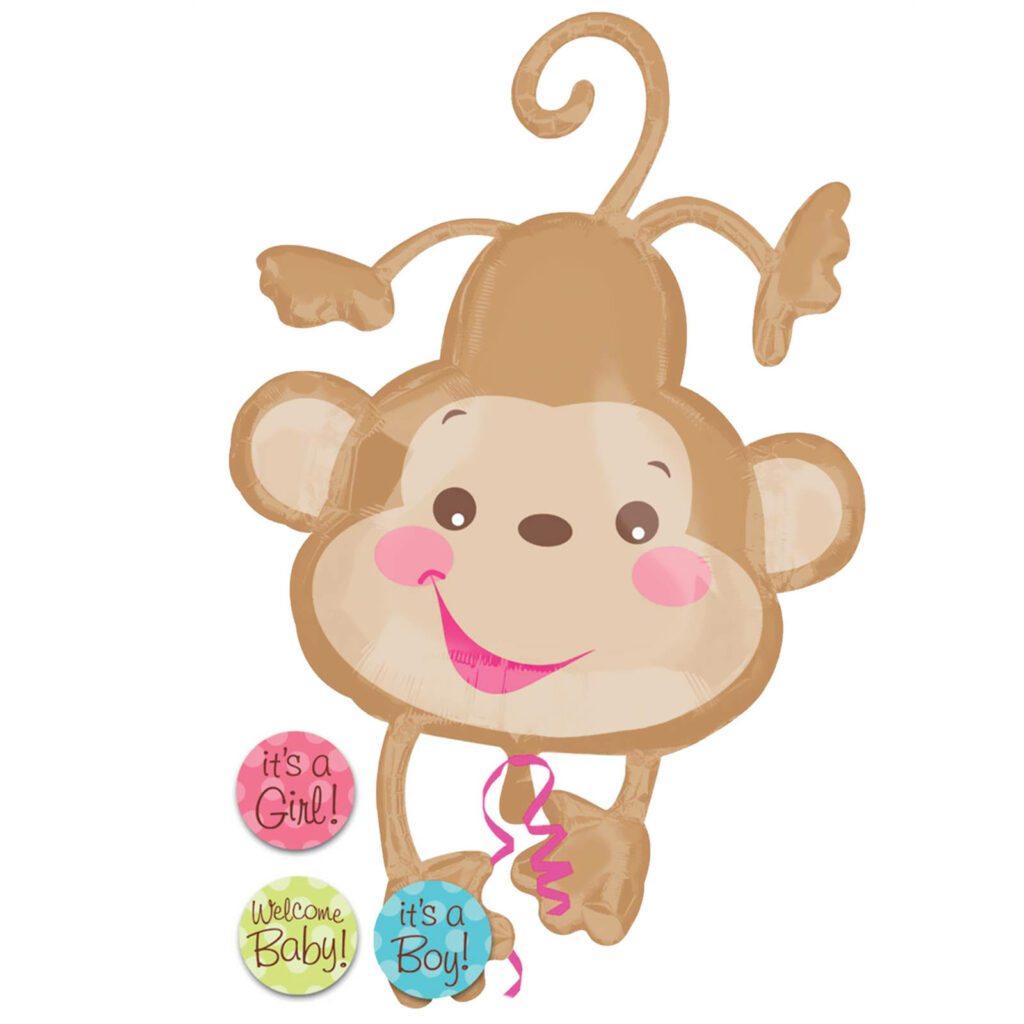 Cheerful Monkey Wallpaper: Perfect for Baby Showers & Celebrations!