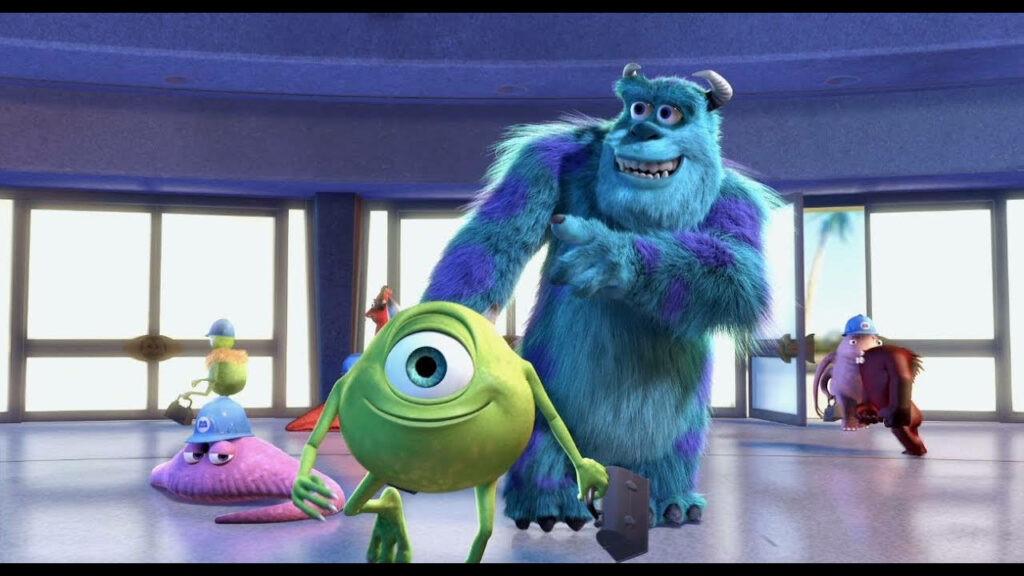 Playful Monsters Inc Wallpaper: Mike & Sulley in a Vibrant Setting