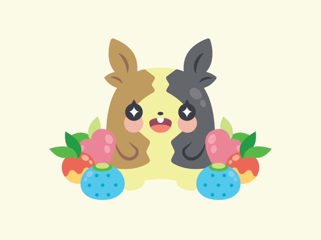 Cheerful Morpeko Wallpaper: Full Belly Mode with Colorful Fruits