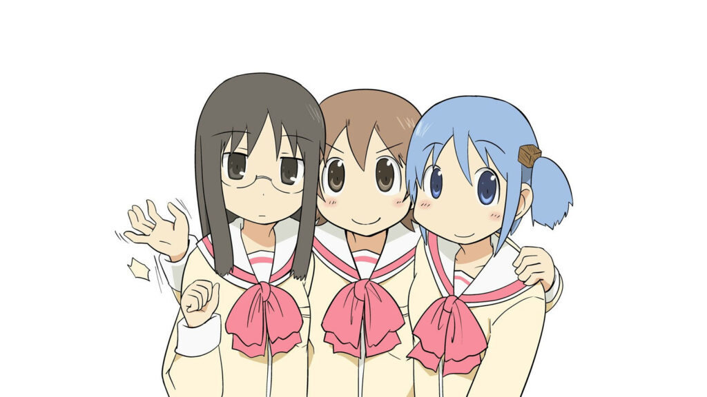Cheerful *Nichijou* Girls Wallpaper: Cute School Uniforms & Colors