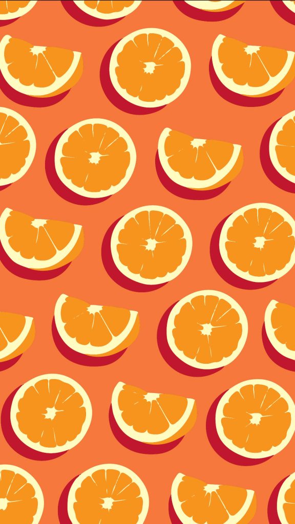 Vibrant phone wallpaper with minimalist orange slices and warm sunny hues for refreshing color