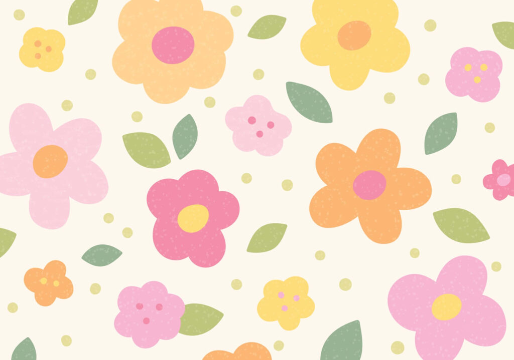 Cheerful Pastel Floral Pattern on Light Background - Spring Freshness Wallpaper