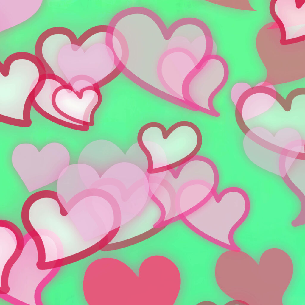 Cheerful Pink & White Heart Wallpaper on Bright Green Background
