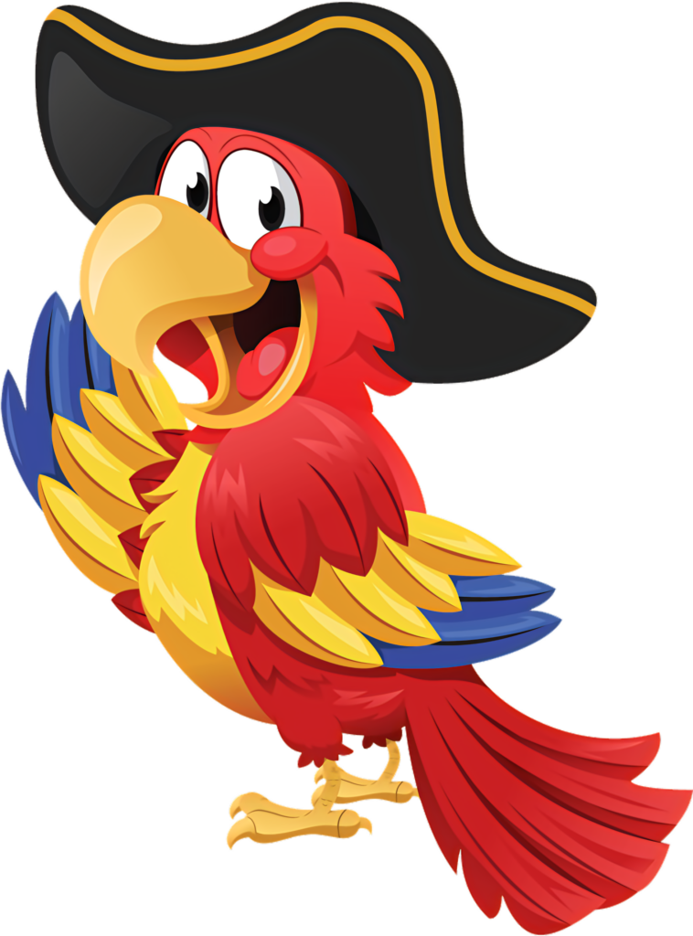 Vibrant Cartoon Pirate Parrot Wallpaper with Bright Colors
