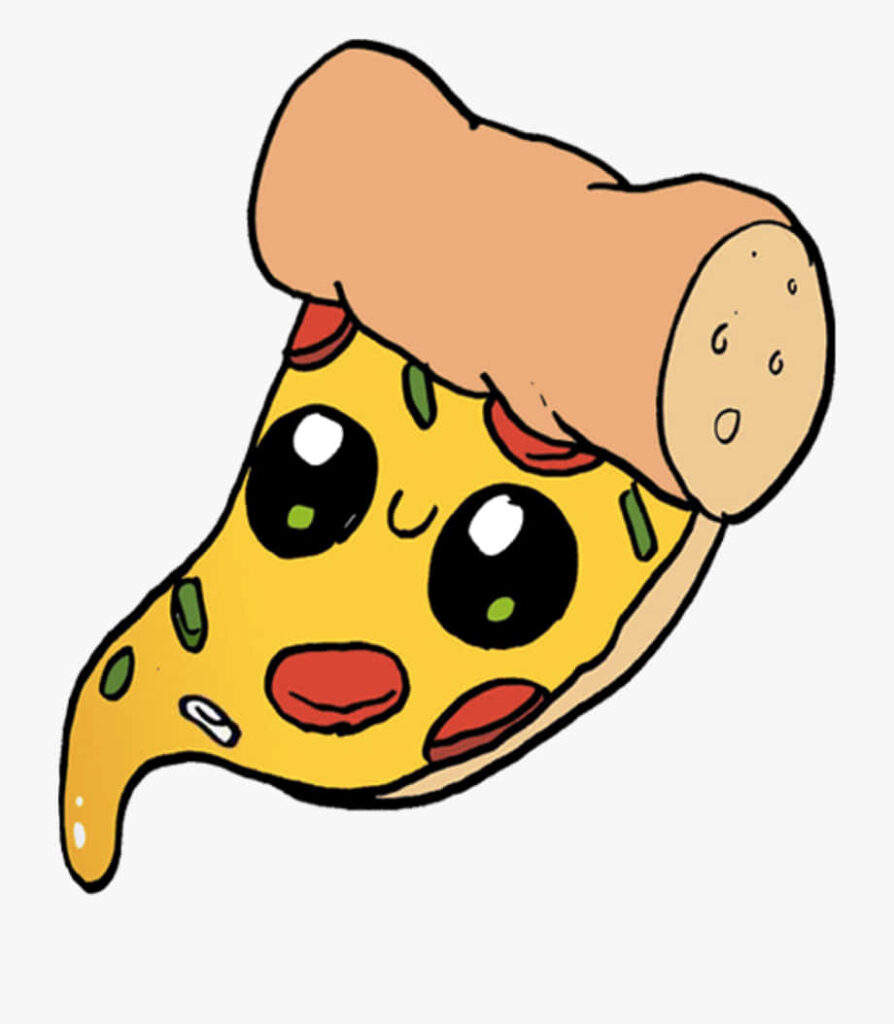 Whimsical Pizza Wallpaper: Cheerful Slice with Big Eyes & Smile