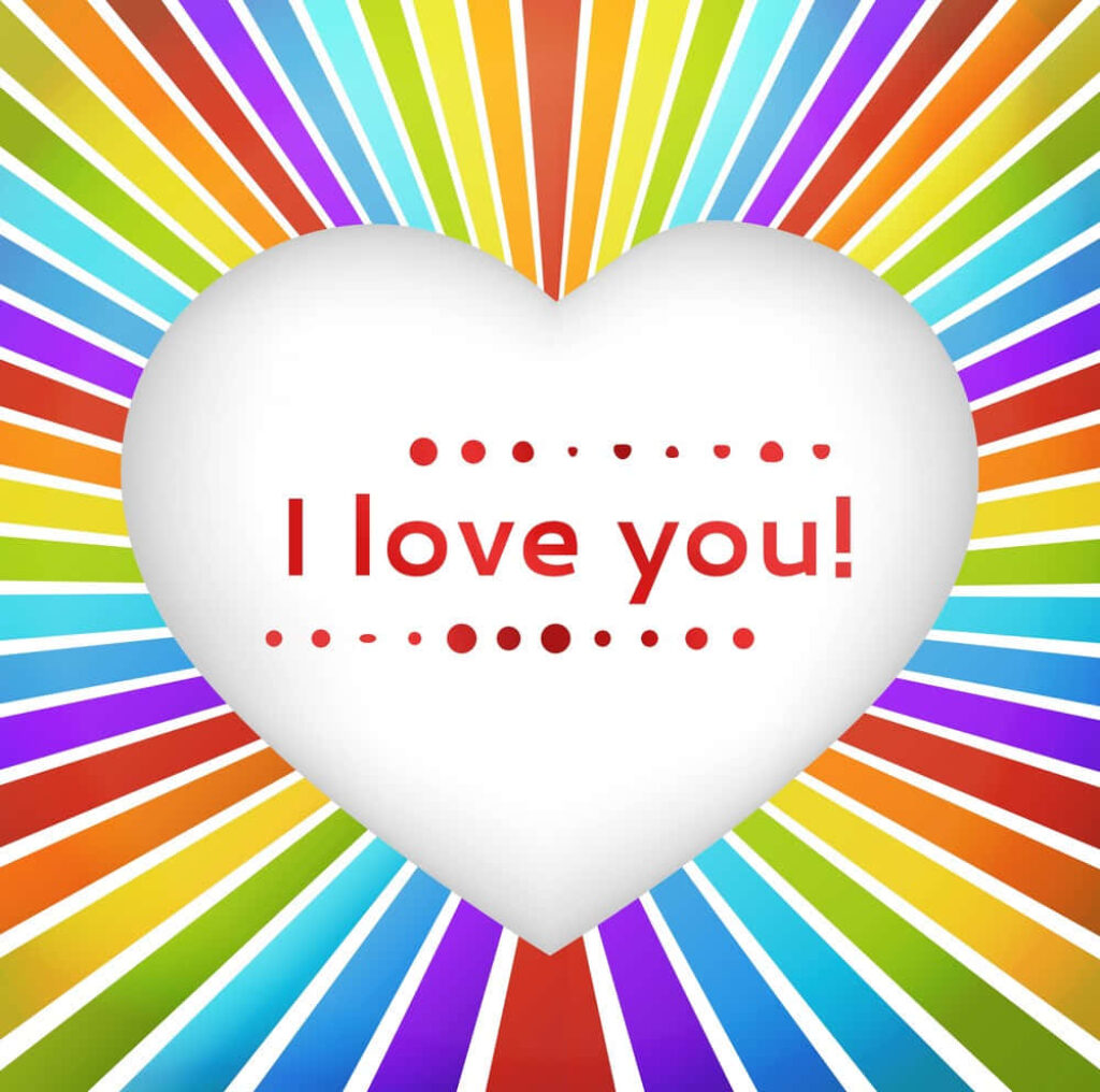 Cheerful Rainbow Heart Wallpaper - 'I Love You' Design