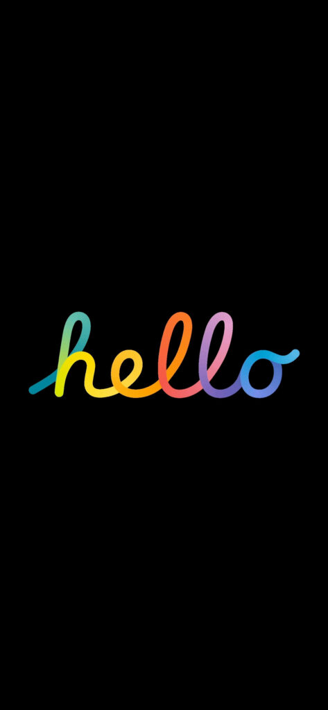 Cheerful Rainbow 'Hello' iPhone Wallpaper on Sleek Black Background