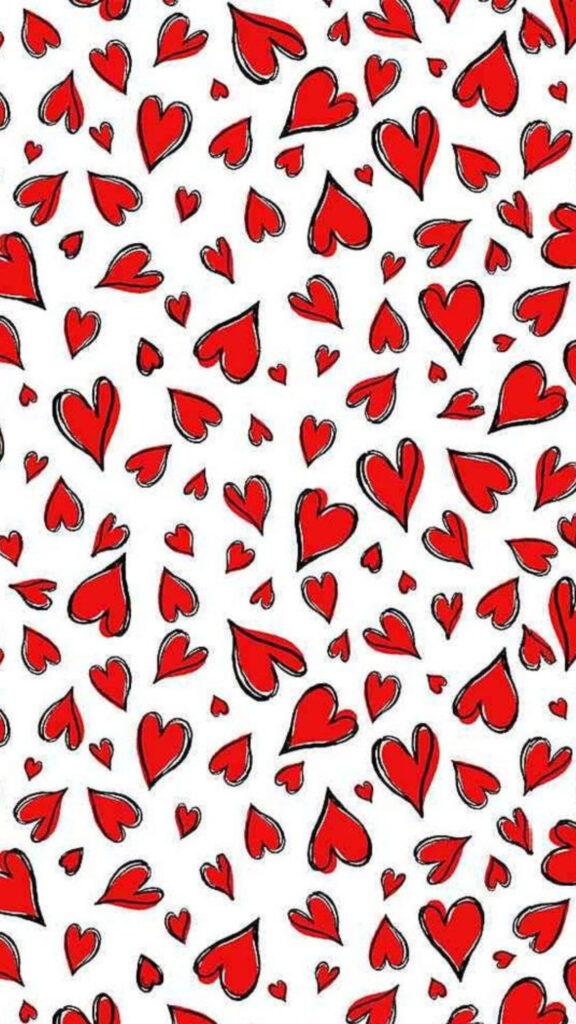 Cheerful Red Heart Pattern Wallpaper on Clean White Background