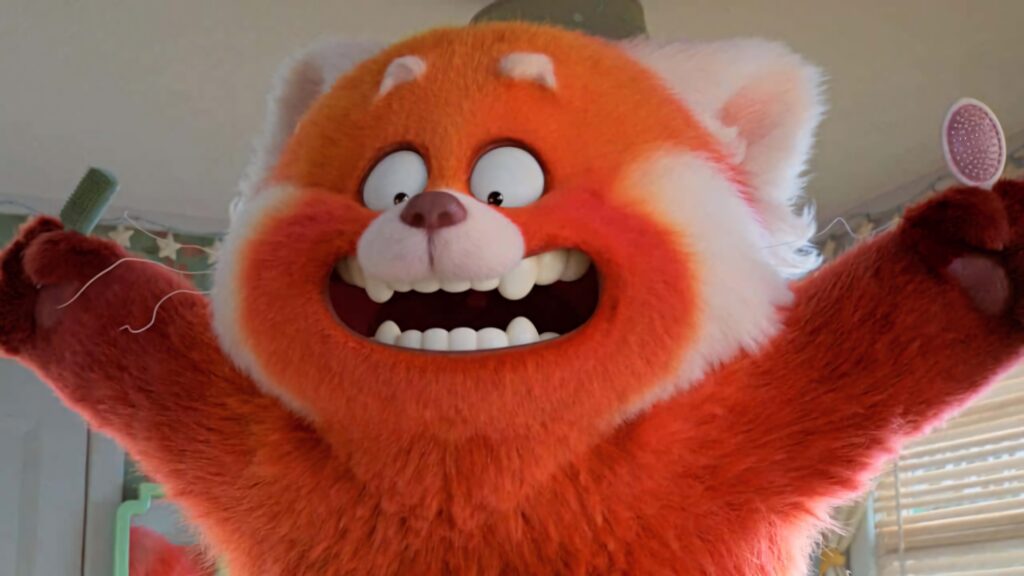 Cheerful Turning Red Wallpaper: Adorable Red Panda in a Lively Setting
