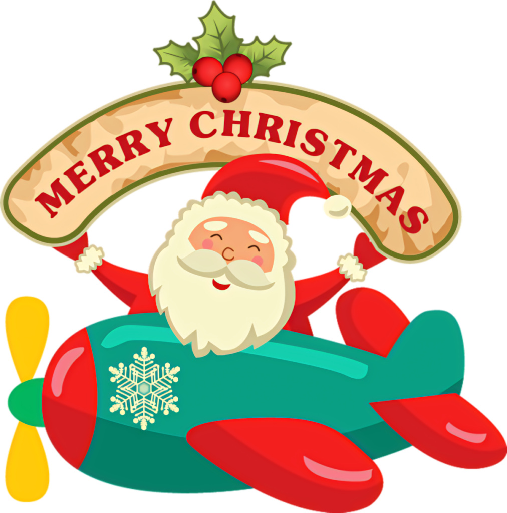 Cheerful Santa Claus Flying Airplane Wallpaper - Merry Christmas Touch