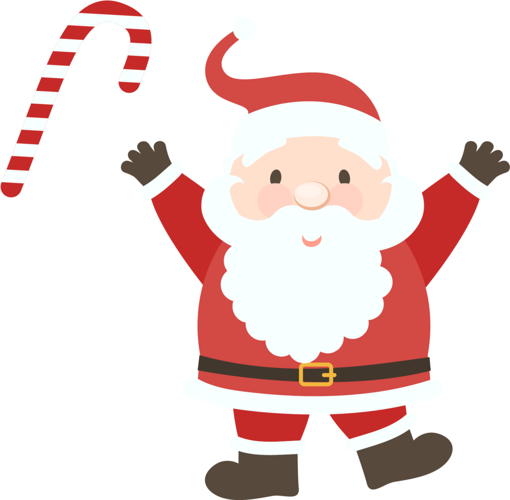 Cheerful Santa Waving with Candy Cane - Festive Holiday Illustration Wallpaper