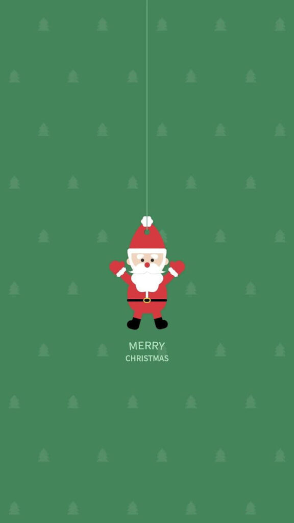Cheerful Santa iPhone Wallpaper with Christmas Trees Background