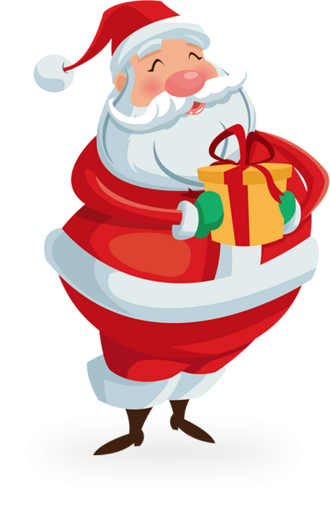 Cheerful Santa Claus with Gift - Festive Christmas Illustration Wallpaper