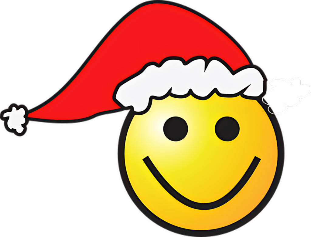 Cheerful Santa Hat Smiley Face for Festive Christmas Designs Wallpaper