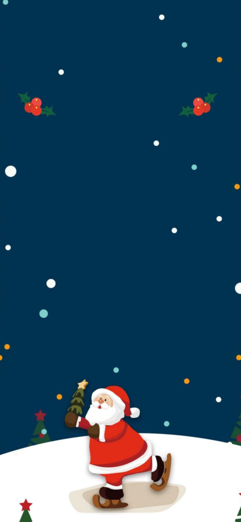 Cheerful Santa Skating Wallpaper: Holiday Cheer for Your iPhone