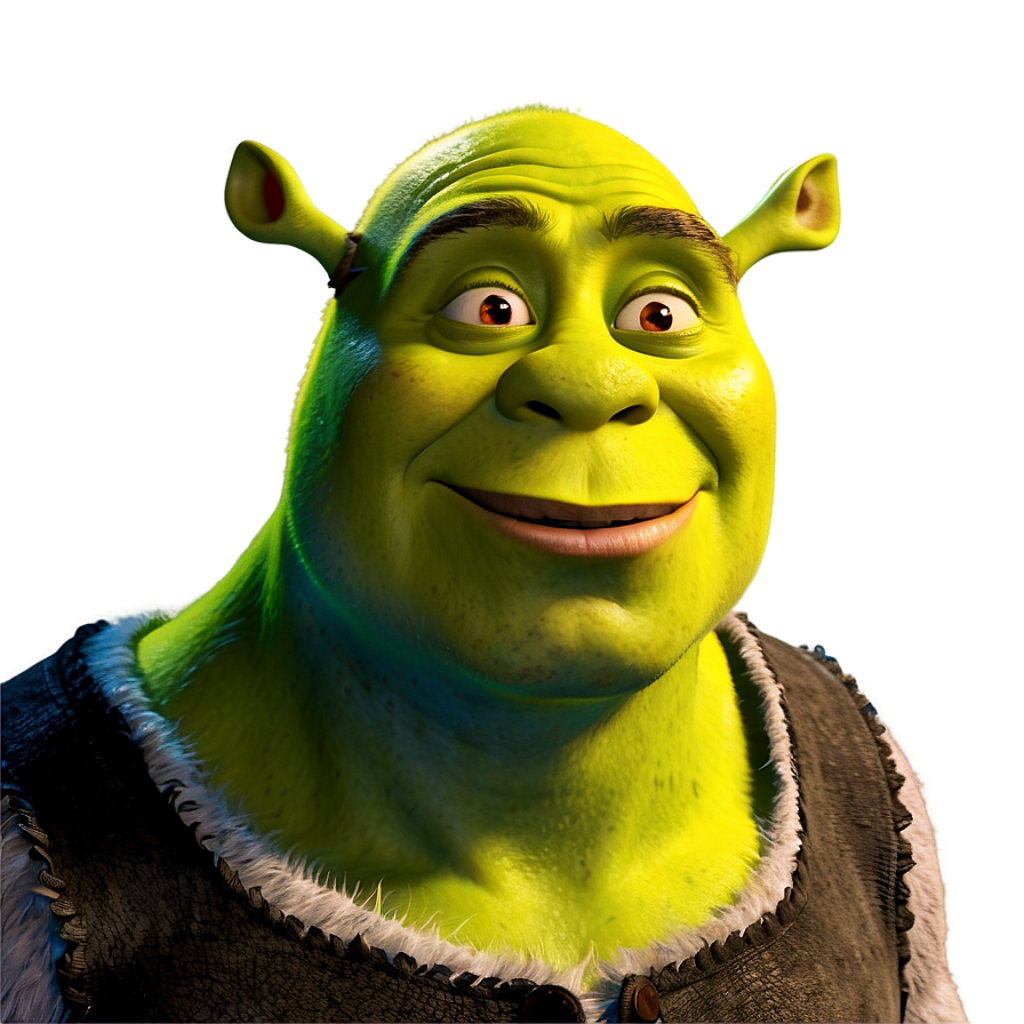 Cheerful Shrek Wallpaper: Iconic Green Ogre in Vibrant Background