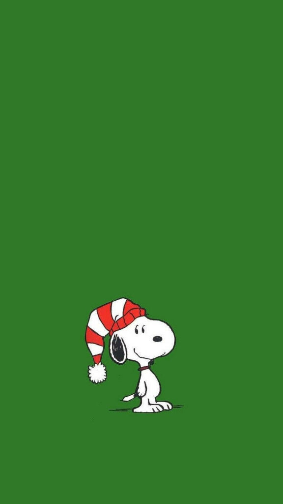 Cheerful Snoopy Christmas Wallpaper - Festive Green Background