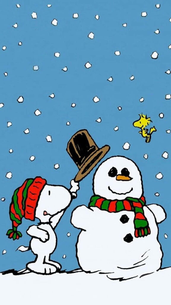 Cheerful Snoopy Winter Scene Wallpaper for iPhone Background