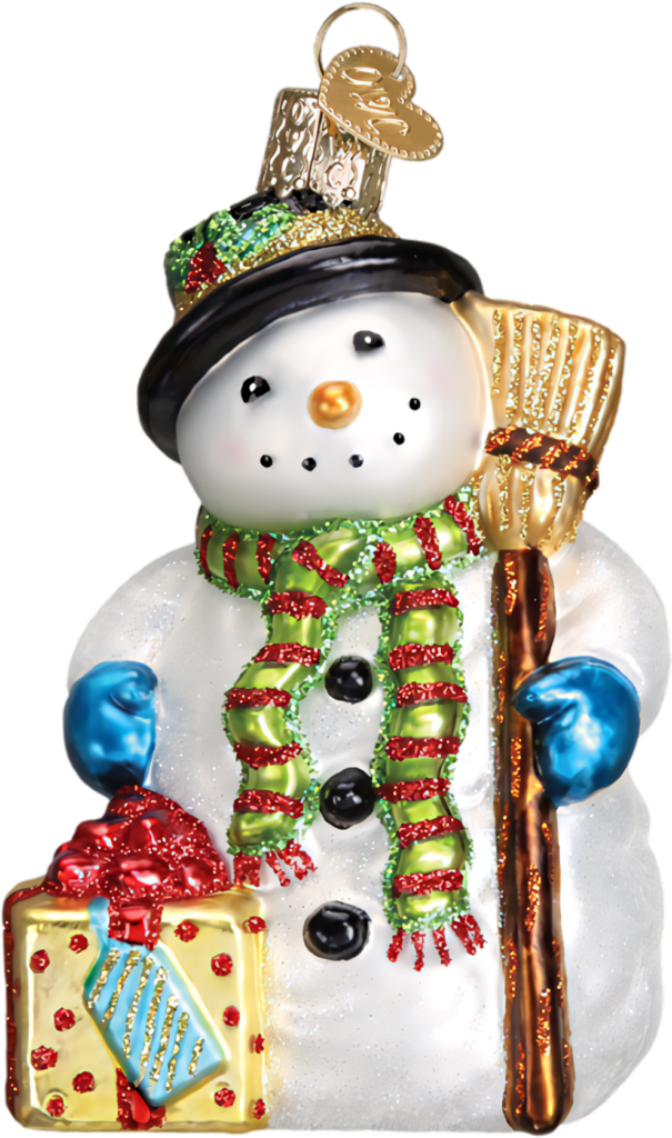 Cheerful Snowman Christmas Ornament Wallpaper for a Festive Holiday