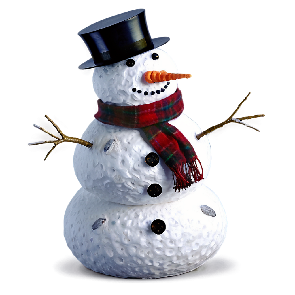 Cheerful Snowman with Top Hat & Plaid Scarf - Classic Winter Wallpaper